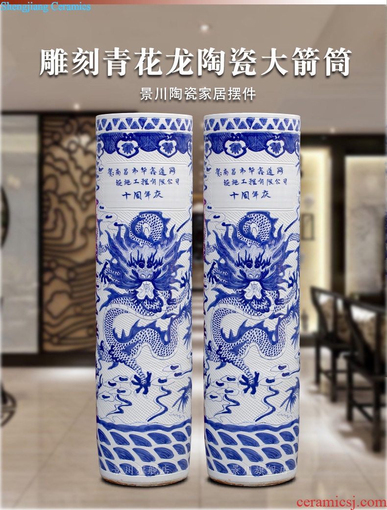 Jingdezhen porcelain carving dragon quiver of large vases, sitting room hotel opening present modern handicraft furnishing articles