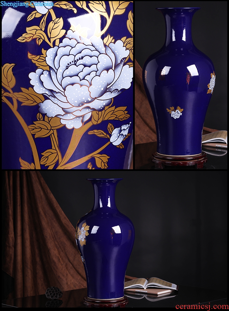 Jingdezhen ceramics landing a large vase peony sitting room of Chinese style household decoration craft a new home furnishing articles