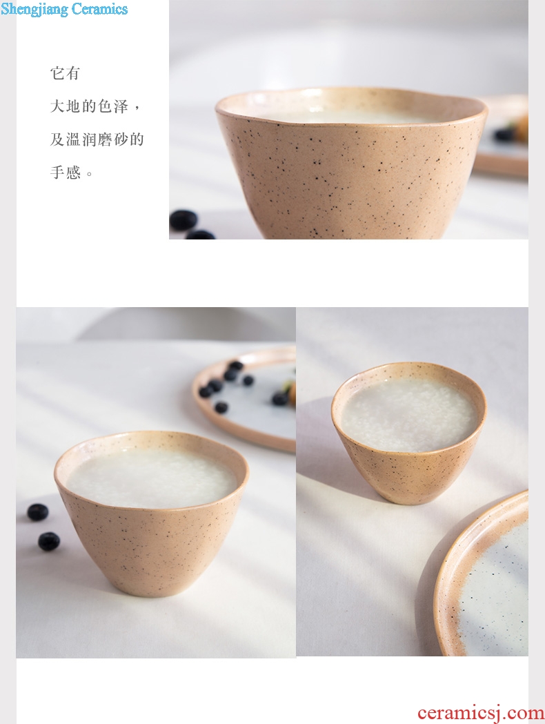 Ijarl million fine ceramic bowl of rice bowls Mediterranean style small bowl Korean household 4.5 inch bowl bowl