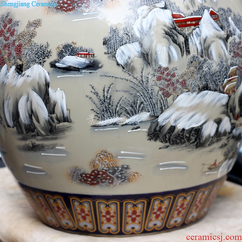 Jingdezhen ceramics big gourd a thriving business floor vase snow sitting room decoration, decorative furnishing articles