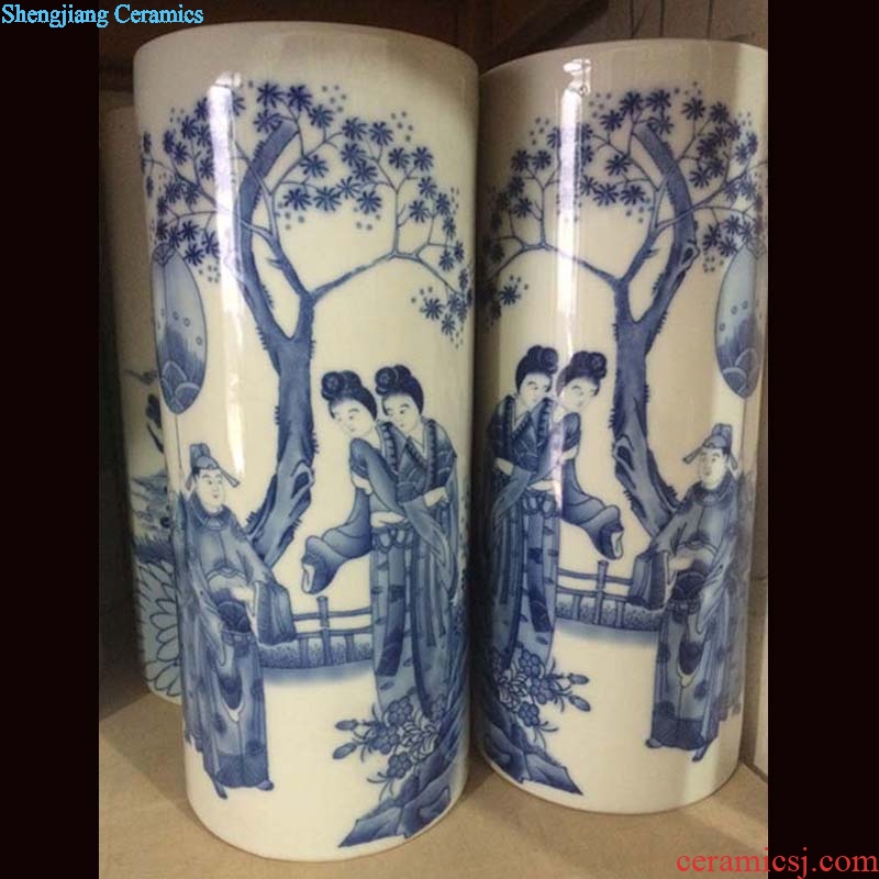 Imitation of the lion quiver cap tube ladies bamboo seven sages cap tube porcelain vase tong qu antique porcelain vase