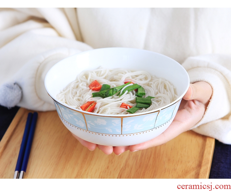 Jingdezhen ceramic bowl suit Chinese bone porcelain home eat rice bowl noodles soup bowl size 6 inches four dishes