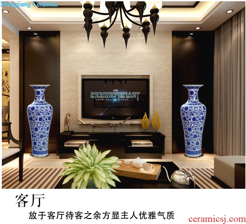 Jingdezhen ceramics of large blue and white porcelain vase wrapped branch lotus home sitting room adornment study big furnishing articles