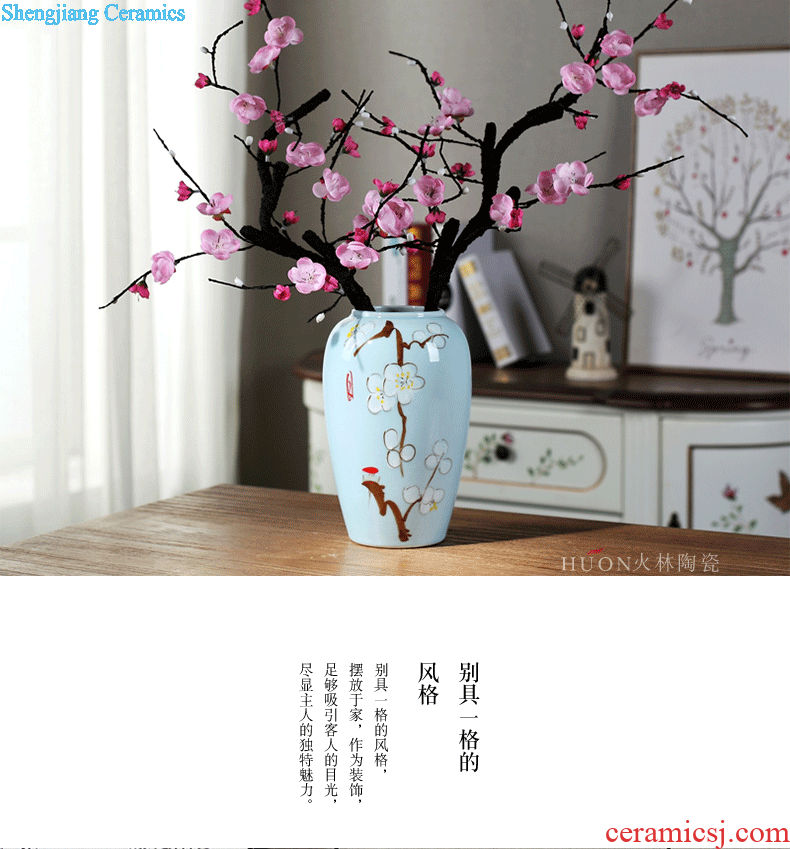 Contemporary and contracted jingdezhen ceramic flower vases Chinese creative living room blue dried flowers home furnishing articles