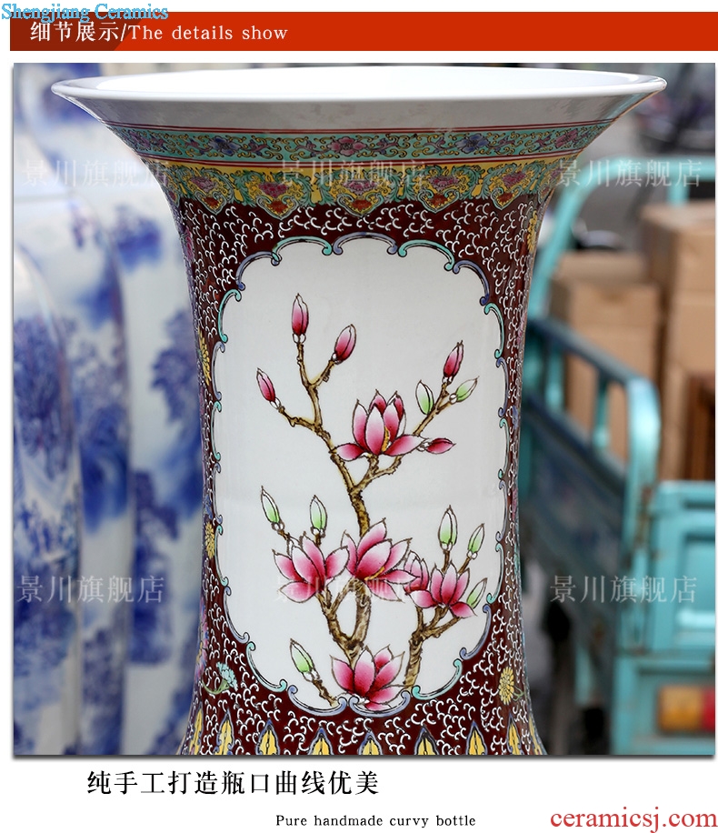 Hand-painted pastel phoenix peony big vase jingdezhen ceramic floor sitting room large furnishing articles of Chinese style household act the role ofing is tasted