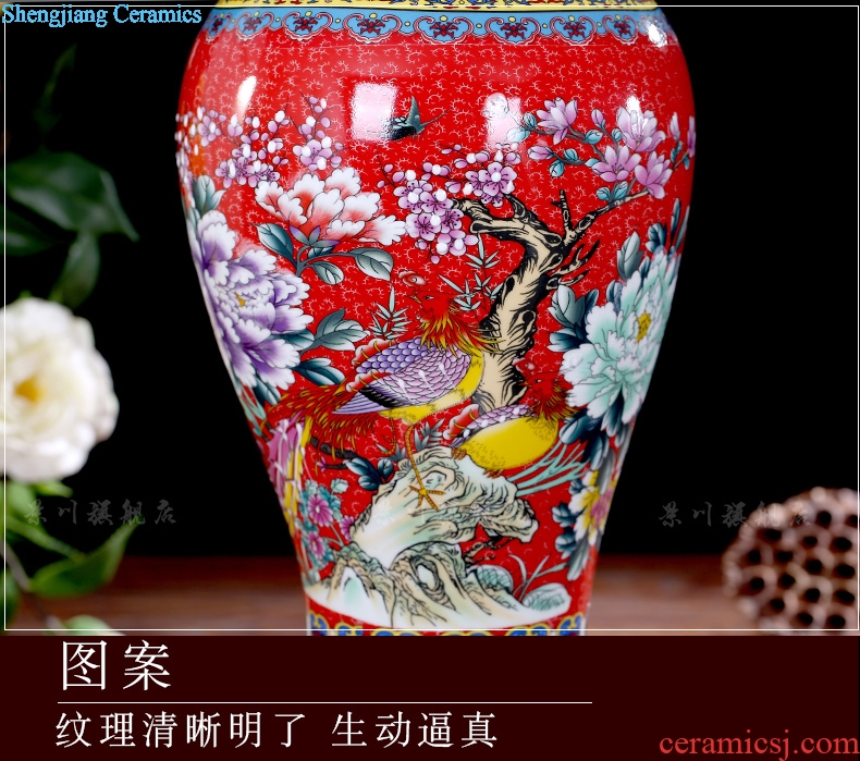 Mesa of jingdezhen ceramic vase colored enamel Chinese antique household flower adornment handicraft office furnishing articles