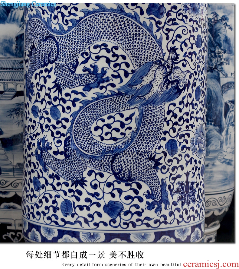 Blue and white same vase hand-painted archaize admiralty bound branch lotus blue and white porcelain of jingdezhen ceramics sitting room floor furnishing articles