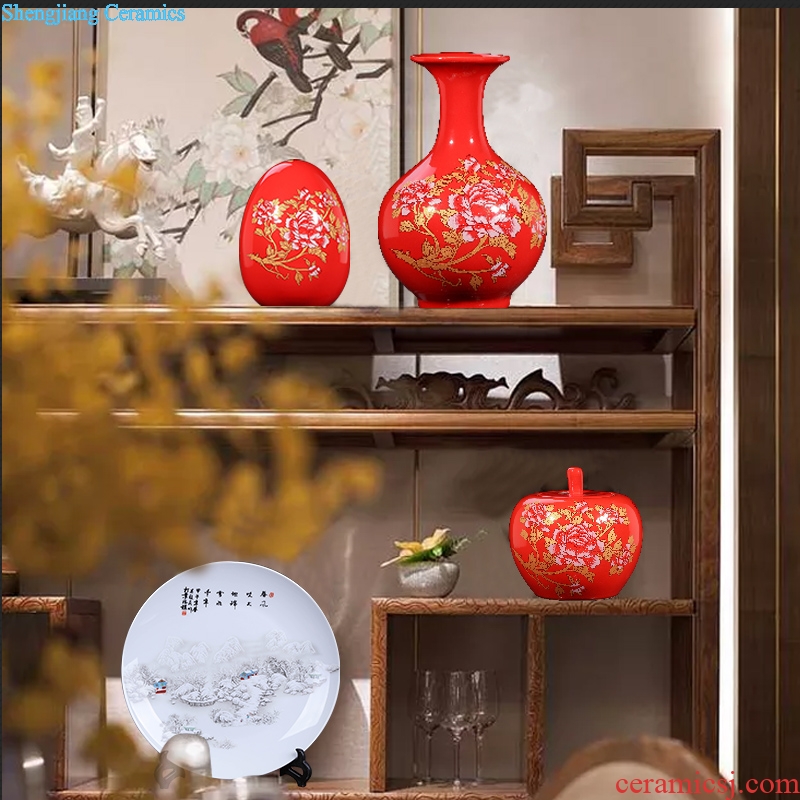 Jingdezhen ceramics China red longfeng gourd furnishing articles sitting room vase vases, modern home decoration