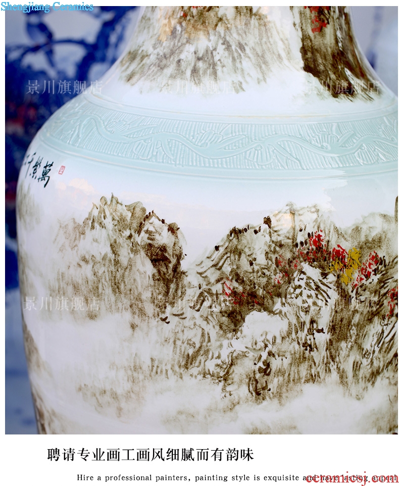 Jingdezhen ceramics green landscape painting sculpture of large vase full shade big porcelain sitting room furnishing articles