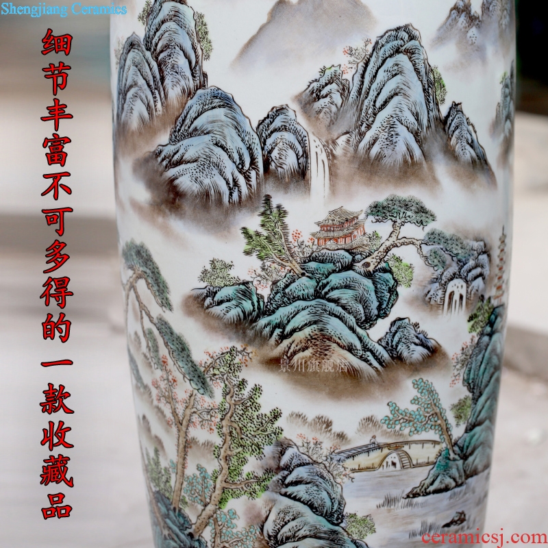 Porcelain of jingdezhen ceramics hand-painted pastel landscape of large Chinese vase sitting room adornment is placed