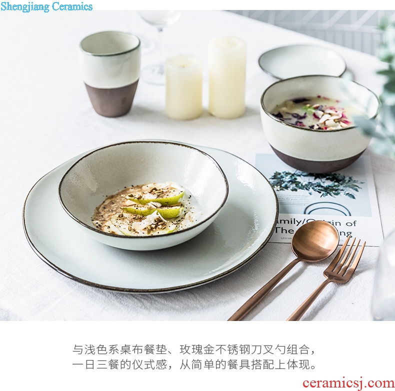 Million jia household ceramics Nordic soup bowl of soup dish plate large rainbow noodle bowl creative irregular salad bowl twilight