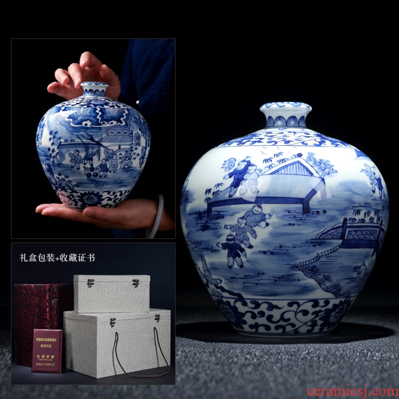 Jingdezhen ceramics archaize the ancient philosophers diagram of blue and white porcelain vase classical Chinese style home decoration crafts are sitting room