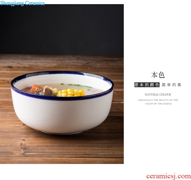 Large bowl of soup bowl rainbow noodle bowl ceramic household lovely fruit salad bowl dish bowl household individuality creative enamel bowls of soup basin