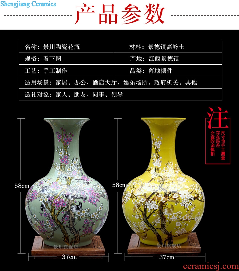 Jingdezhen ceramic xi mei tip on dry flower vases, sitting room of Chinese style household act the role ofing is tasted furnishing articles installed mesa study