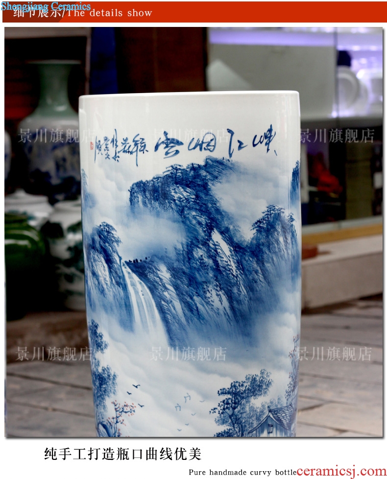 Jingdezhen ceramic hand-painted scenery of large vase home furnishing articles modern quiver landing craft ornaments sitting room