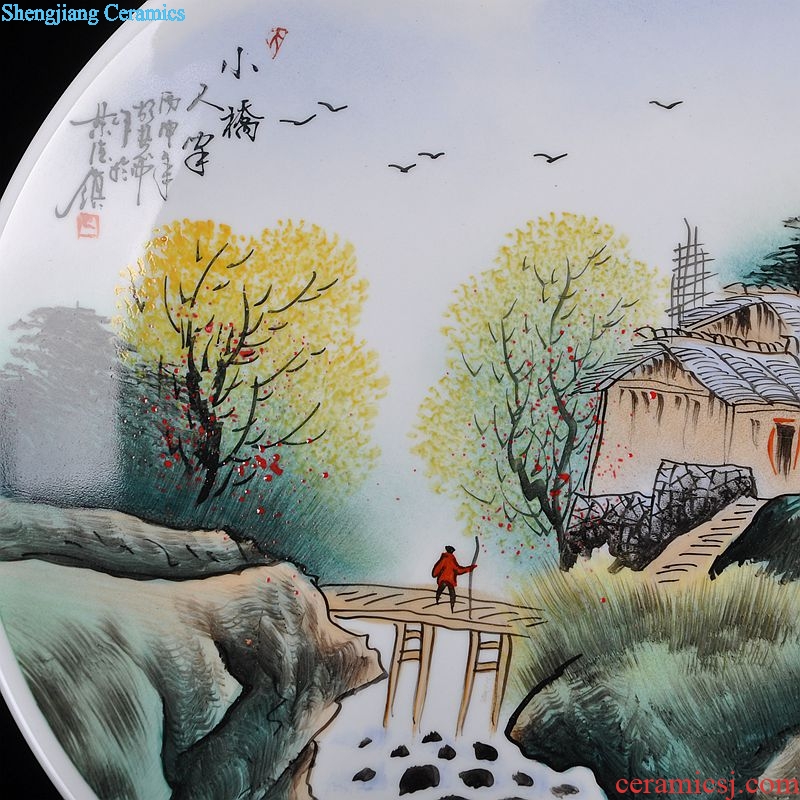 Hang dish of jingdezhen ceramics decoration plate of hand-painted "Bridges the somebody else sit home decoration handicraft furnishing articles