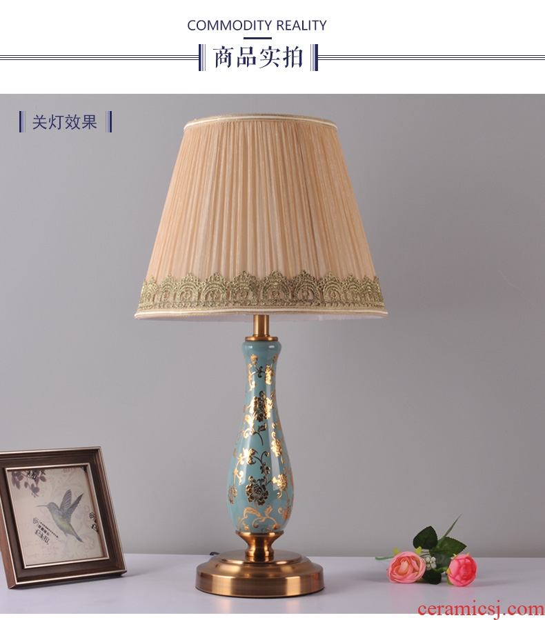 European ceramic desk lamp warm bedroom berth lamp sitting room study contracted household adornment personality remote marriage room