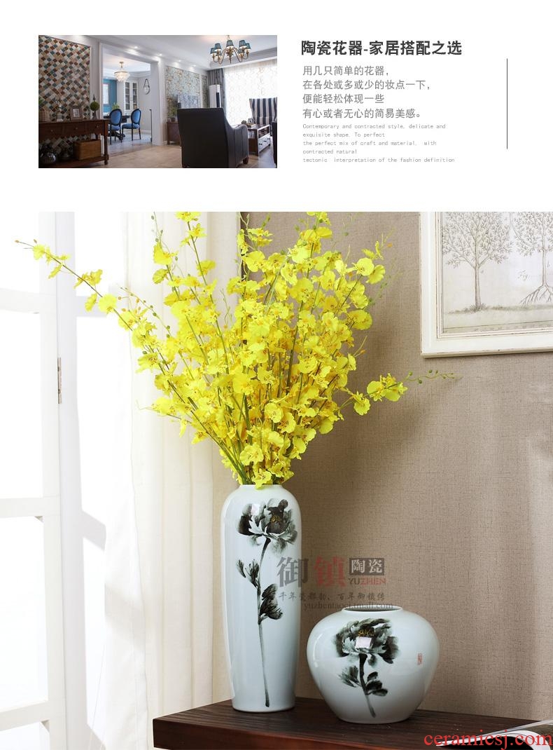 Jingdezhen modern furnishing articles of new Chinese style flower arranging ceramic hand-painted vases wine porch TV ark soft adornment ornament