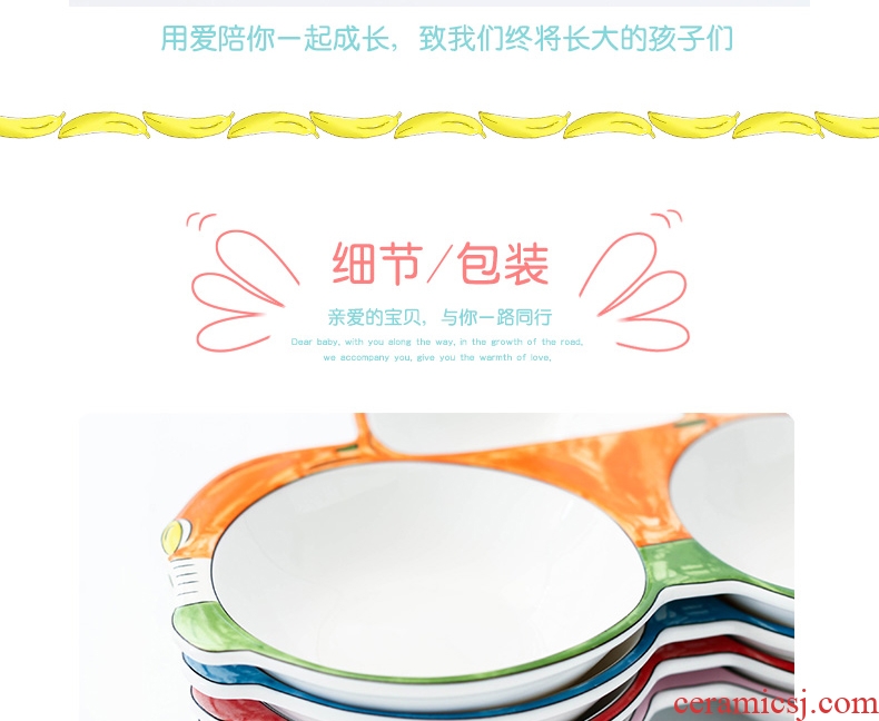 Baby meal plate tableware ceramics creative cartoon car breakfast dish bowl lovely household space frame plate