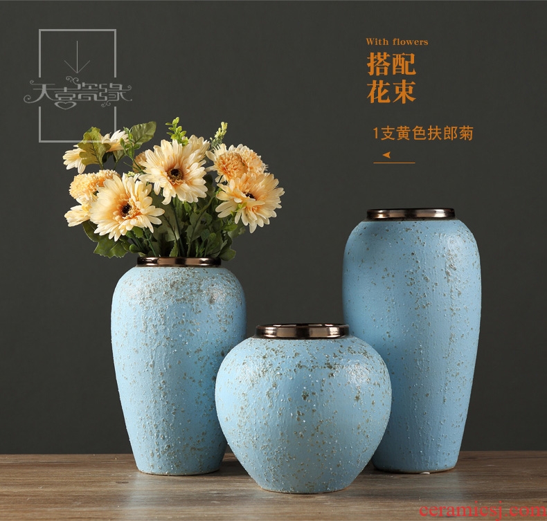 European rural ceramic vase decoration in the sitting room TV ark household table small pure and fresh and dry flower adornment furnishing articles