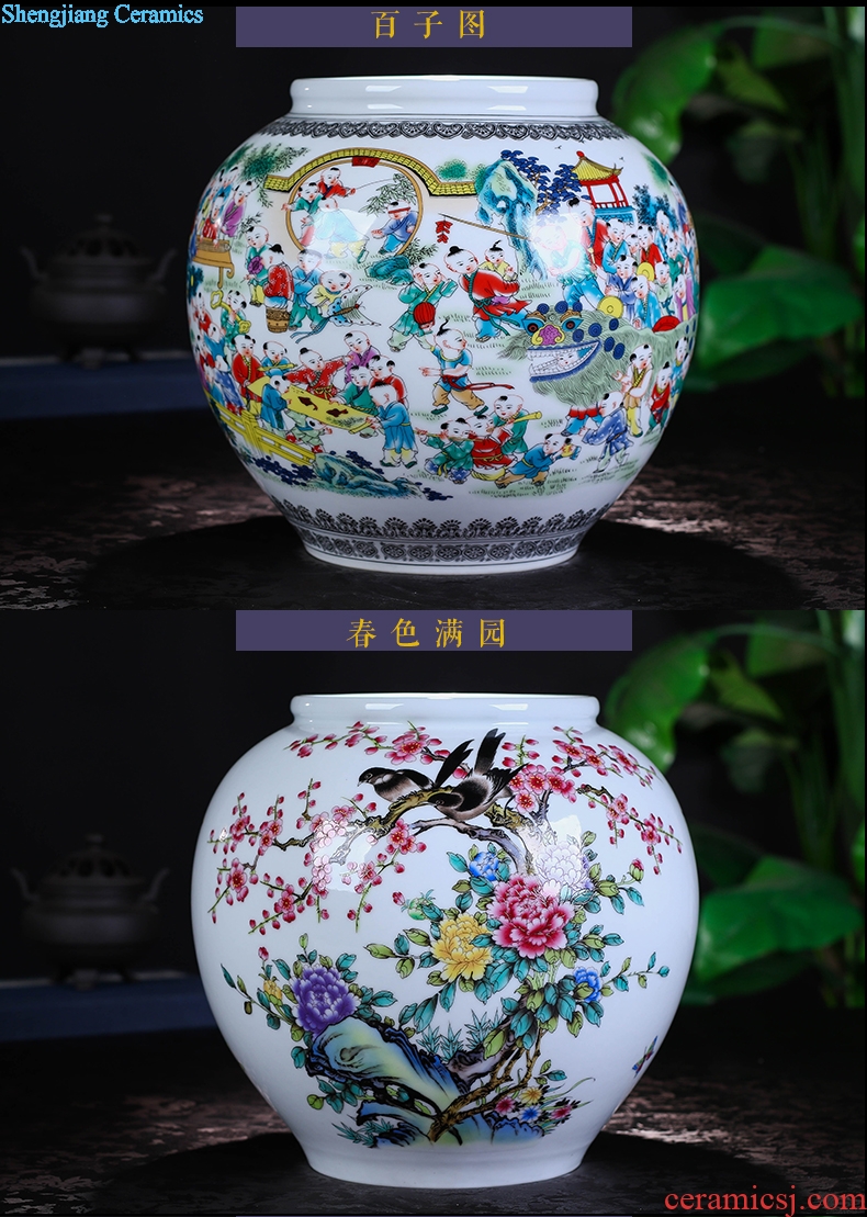 Jingdezhen ceramics vase flowerpot flower classical Chinese style living room home TV ark adornment ornament