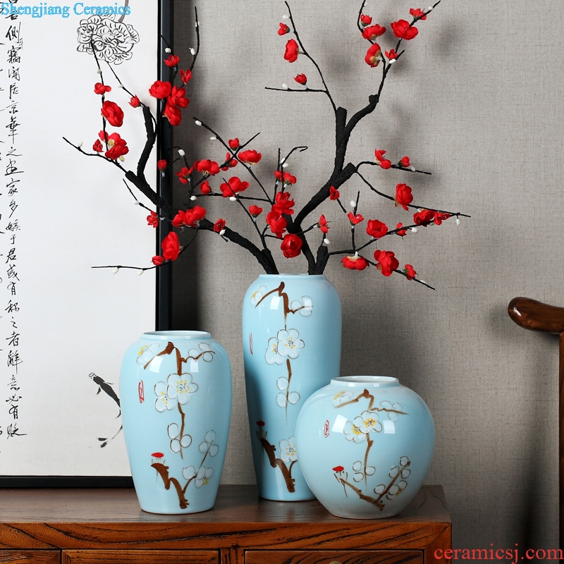 Contemporary and contracted jingdezhen ceramic flower vases Chinese creative living room blue dried flowers home furnishing articles