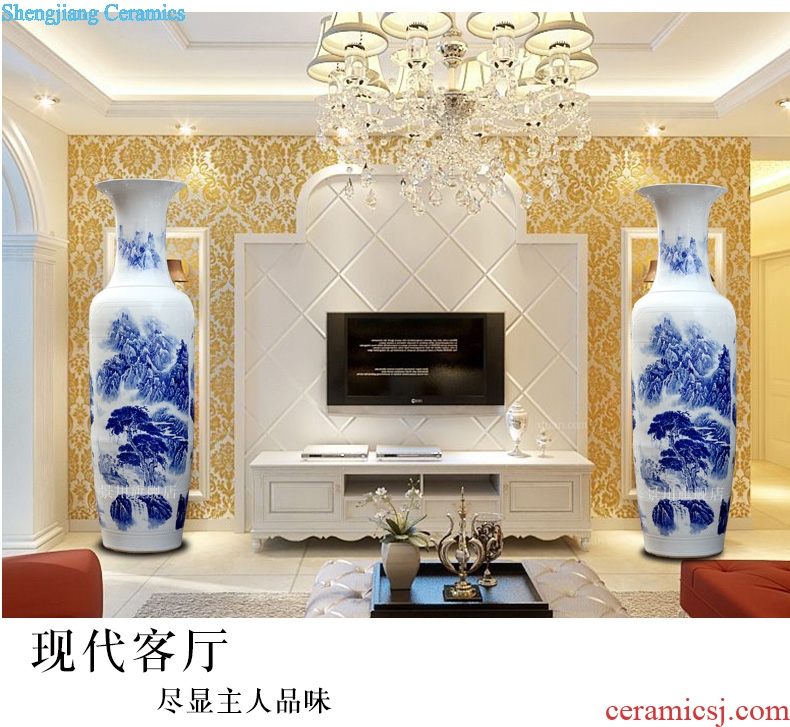 Hand-painted bold carving painting landscape of large vases, jingdezhen ceramics hotels sitting room large furnishing articles