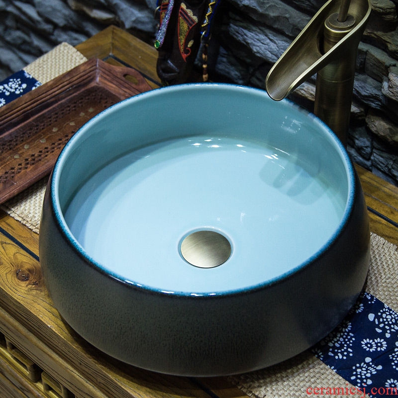 JingYan jingdezhen ceramic sanitary ware platform basin sink circular lavatory basin art antique basin that wash a face