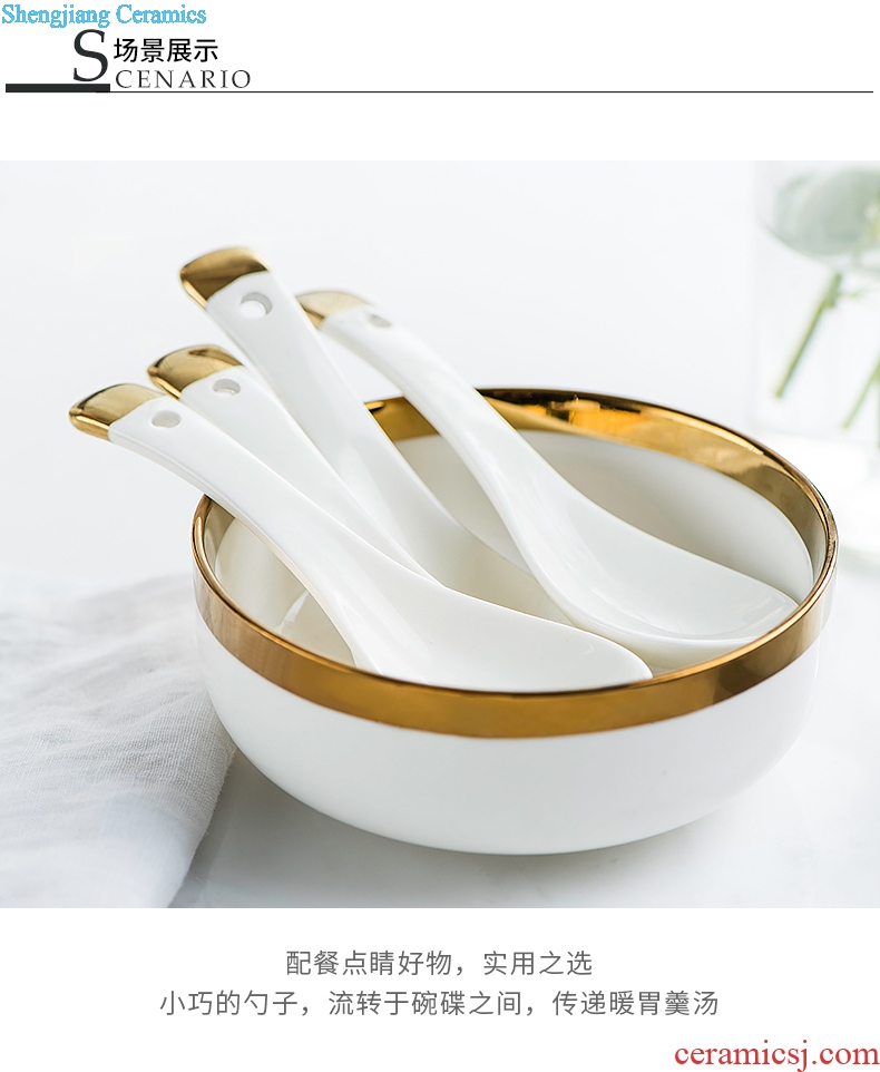 Ijarl million jia ou household ceramic spoon innovative new bone China tableware kitchen spoon ladle TBSP light