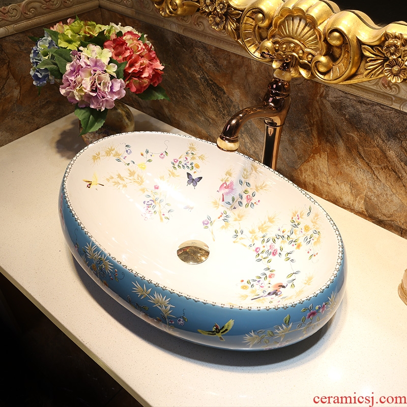 JingWei the sink on the ceramic pot art toilet basin on the basin that wash a face basin ellipse