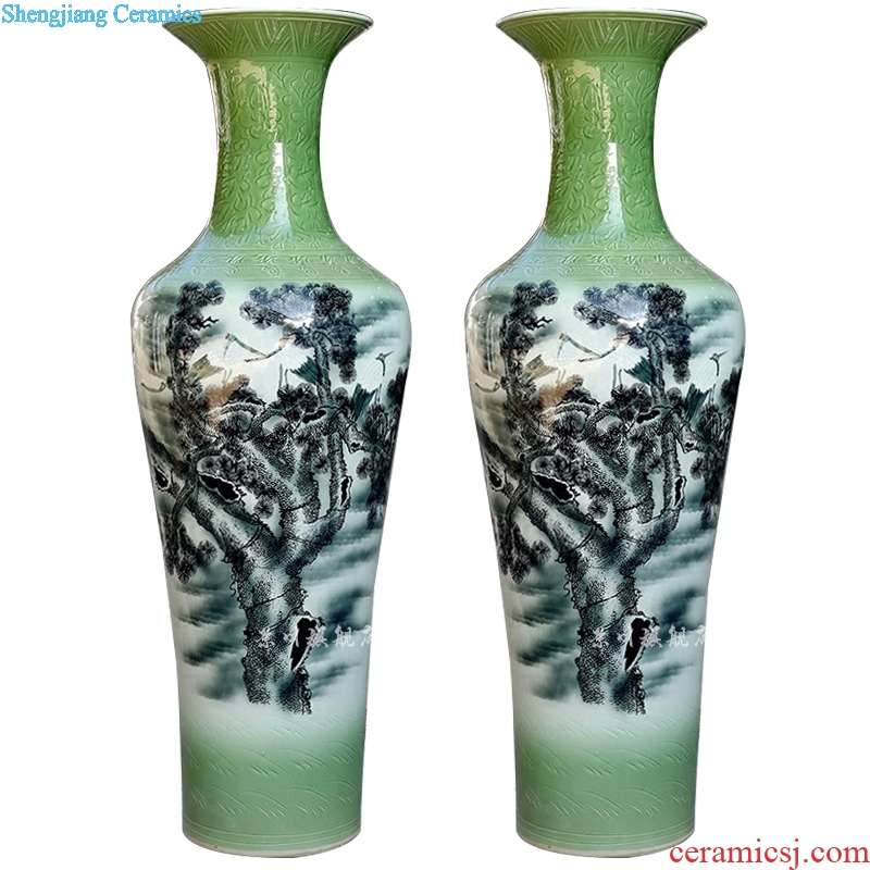 Pine crane live color ink big vase jingdezhen ceramics sitting room floor furnishing articles study Chinese style household act the role ofing is tasted