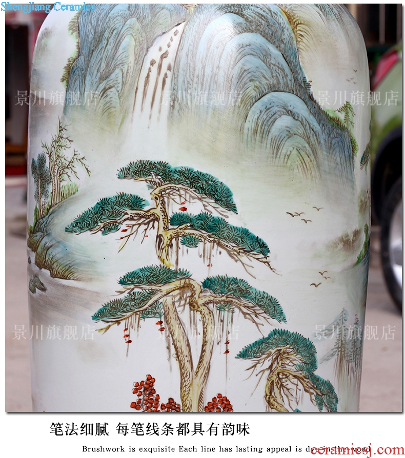 Hand painted pastel rich landscape painting big sitting room of large porcelain of jingdezhen ceramics vase furnishing articles