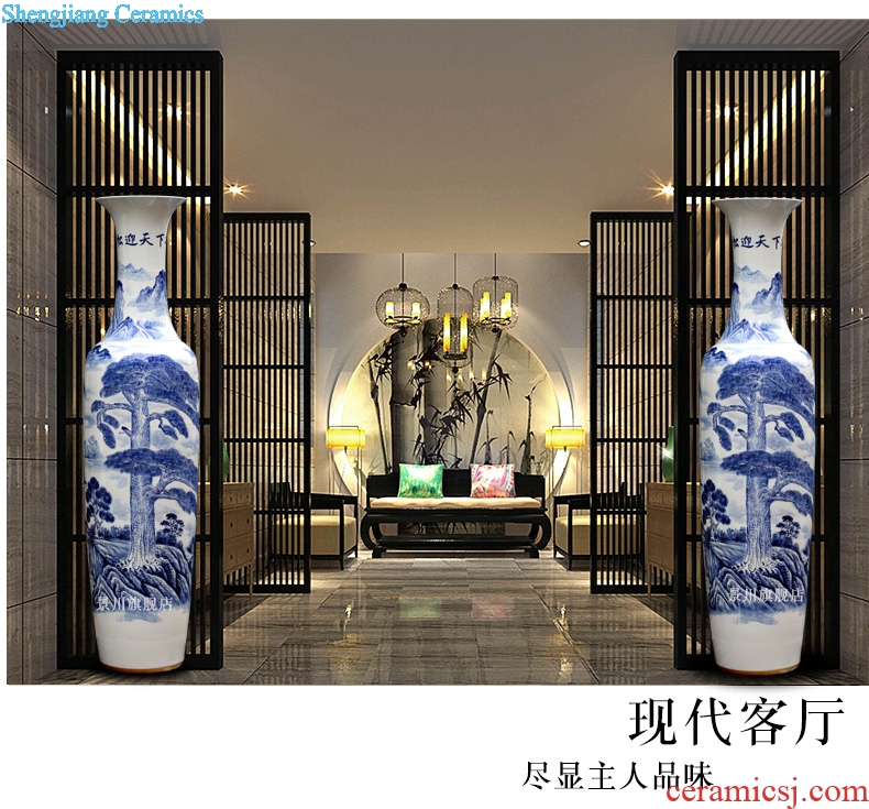 Jingdezhen porcelain ceramic hand-painted loose to meet the world landing big vase household sitting room hotel Chinese large-sized furnishing articles