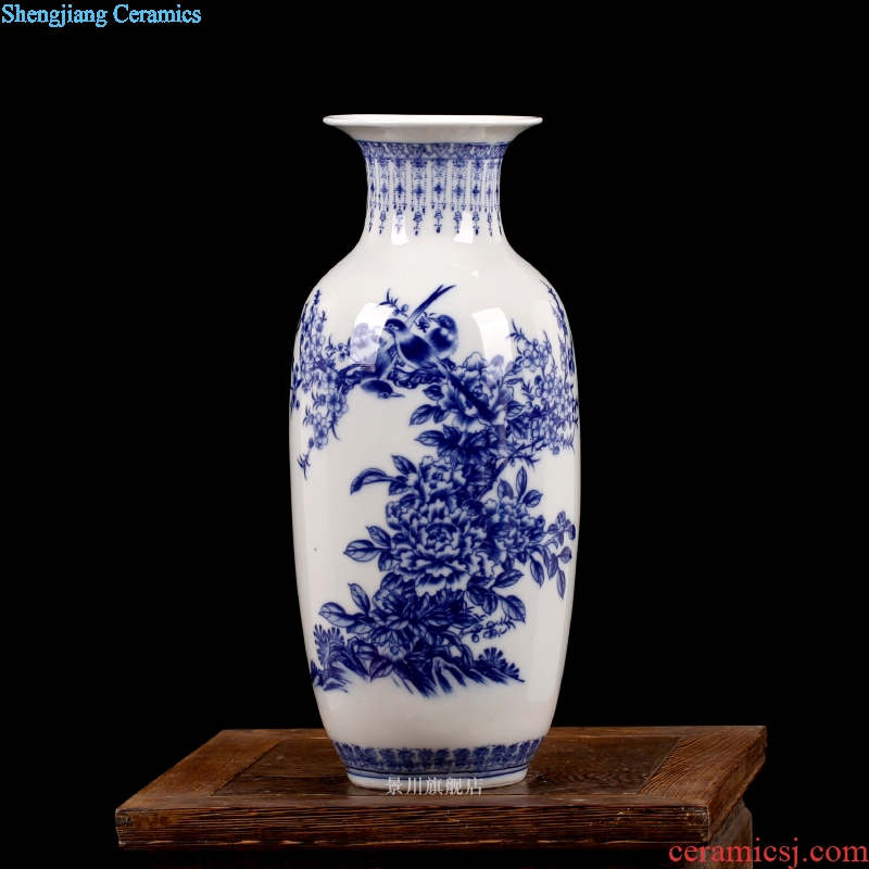 Jingdezhen ceramics landscape painting large blue and white porcelain vase contemporary household adornment desktop sitting room mesa furnishing articles