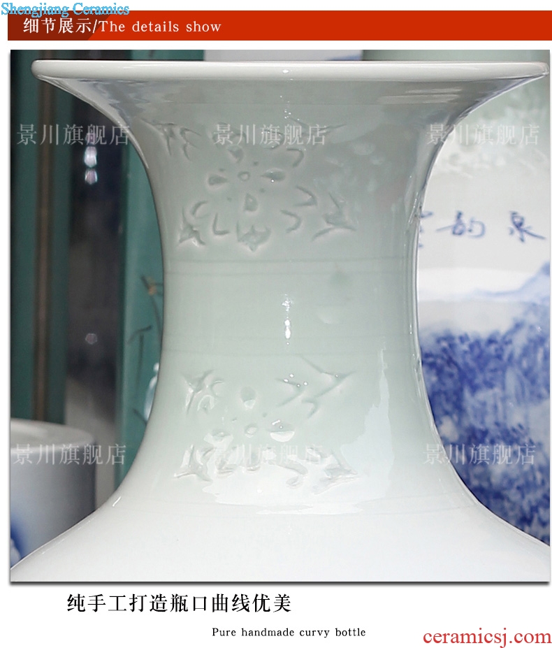 Jingdezhen porcelain ceramic blue and white peony blooming flowers hand-painted sitting room of large vase household furnishing articles