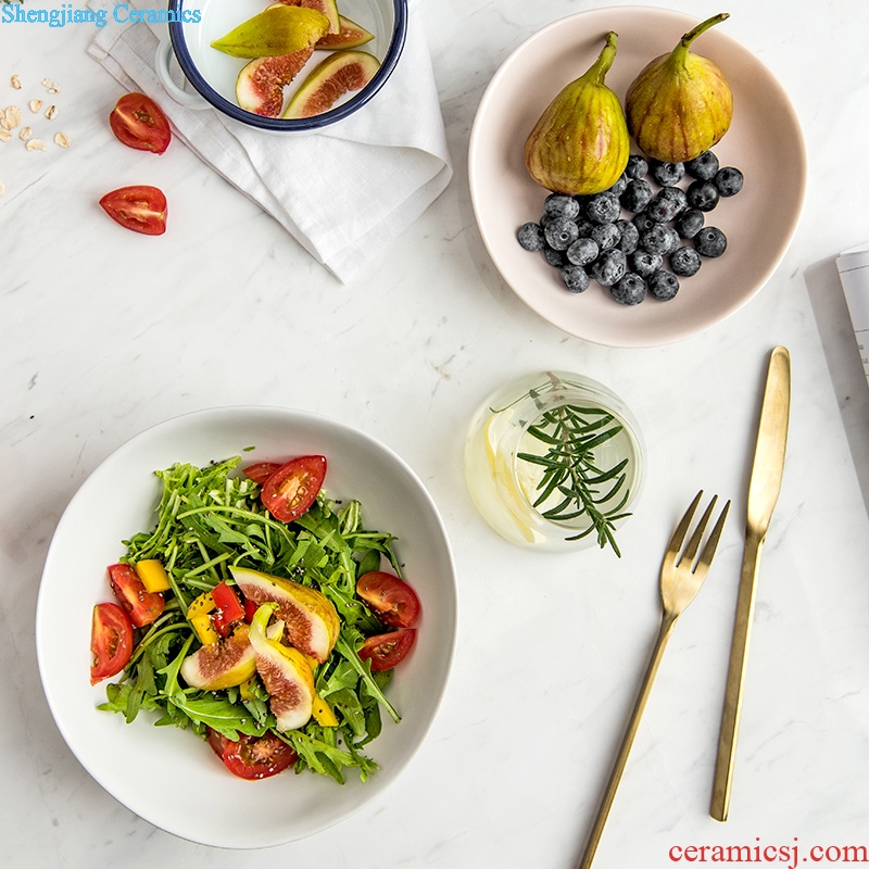 Million jia Nordic ins wind ceramic tableware fruit salad bowl single lovely breakfast household vegetable bowl of ikea