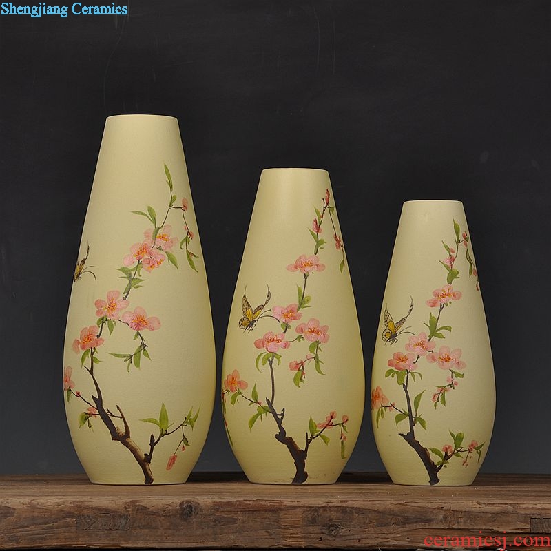 Scene, jingdezhen ceramic vase hand-painted frosted three-piece handicraft furnishing articles home decoration decoration