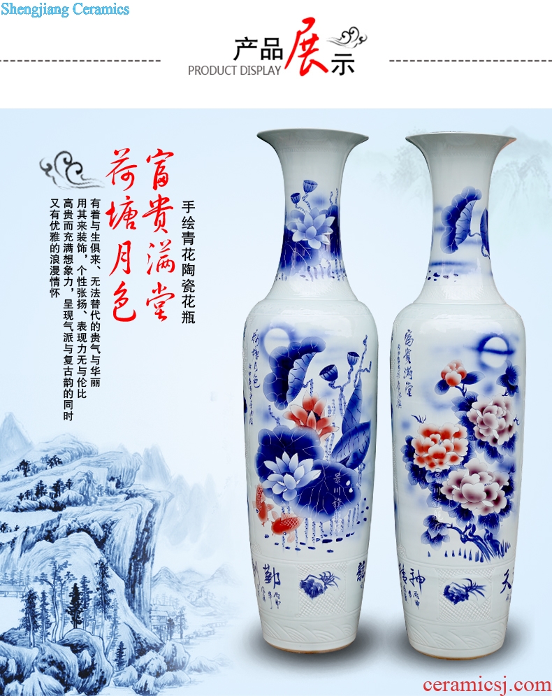 Jingdezhen ceramics engraving hand-painted lotus pond moonlight of large vases, sitting room decorates household porcelain furnishing articles