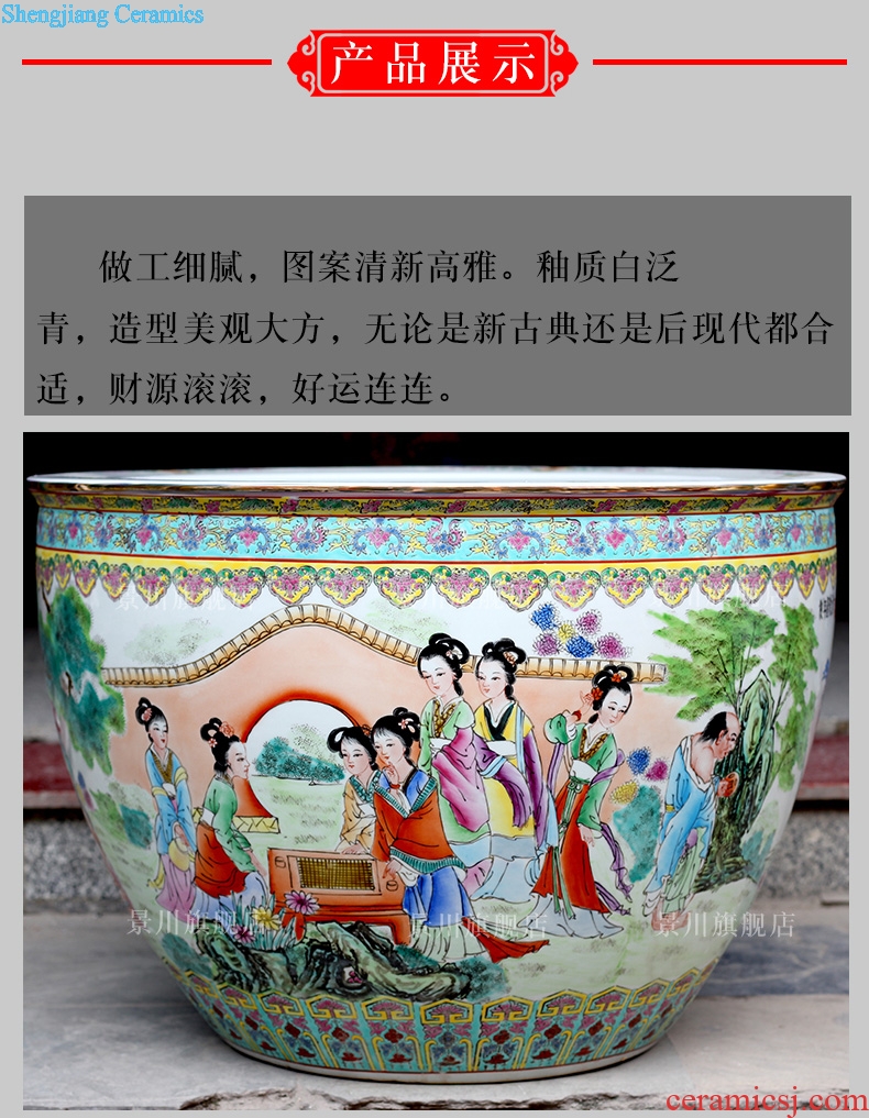 Jingdezhen ceramics hand-painted group of fairy tortoise birthday chart a goldfish bowl lotus cylinder sitting room study garden furnishing articles