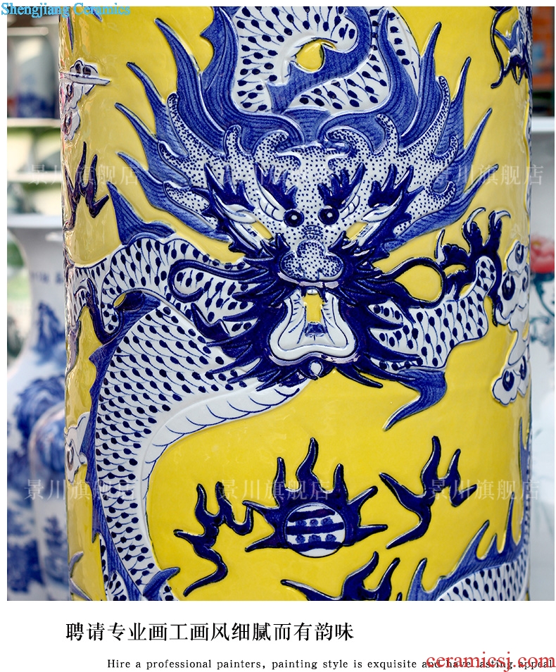 Jingdezhen ceramics carved dragon huanglong landing big vase in days hotel opened a housewarming gift furnishing articles