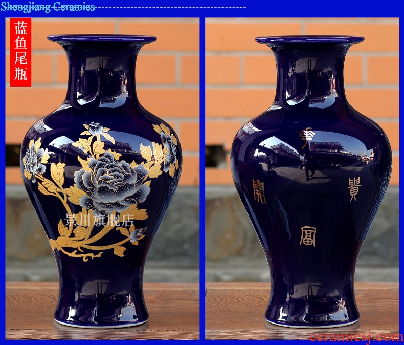 Jingdezhen ceramics blue peony flower arranging floret bottle modern home furnishing articles decoration decoration