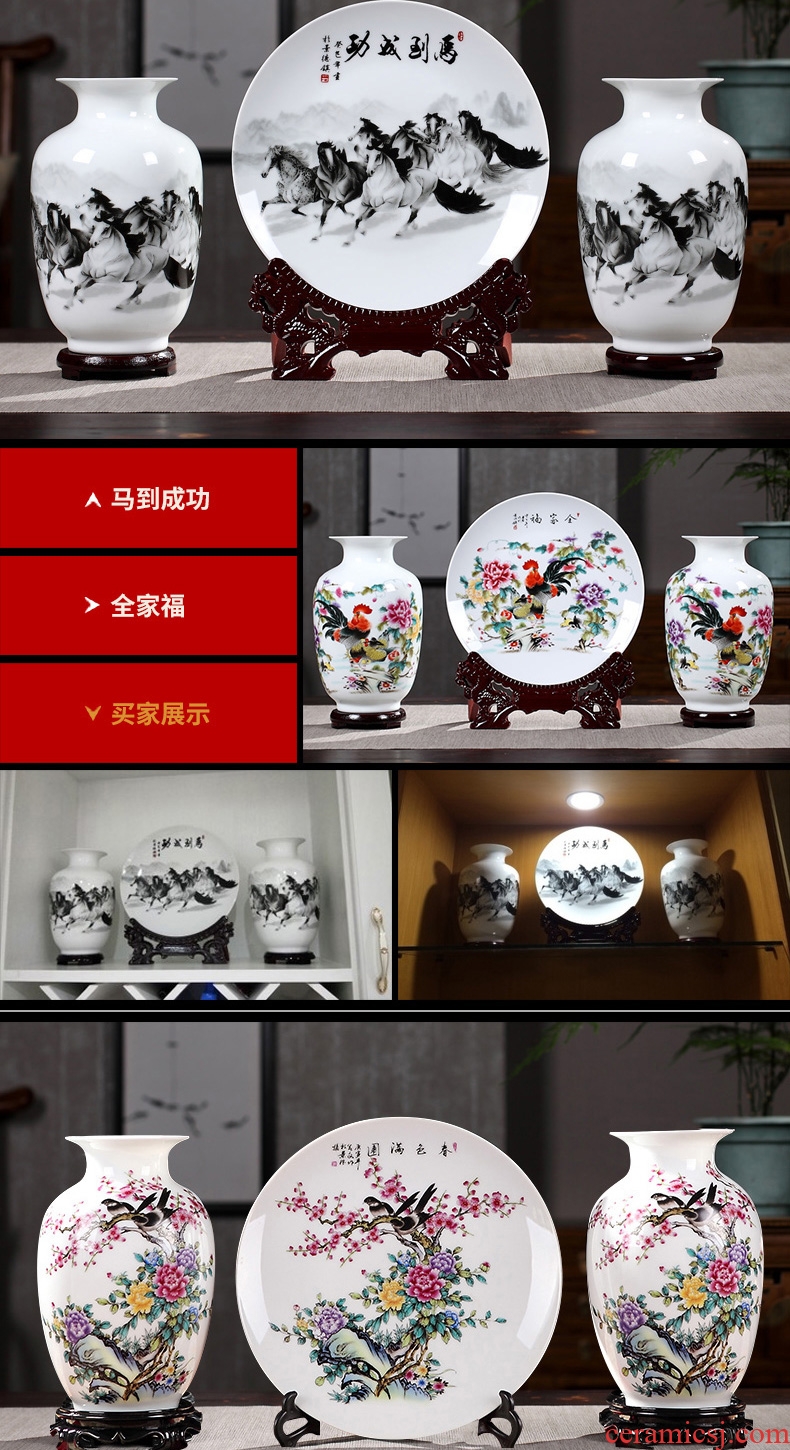 Many three-piece ceramic office furnishing articles jingdezhen porcelain vase flower arrangement sitting room home decorative arts and crafts