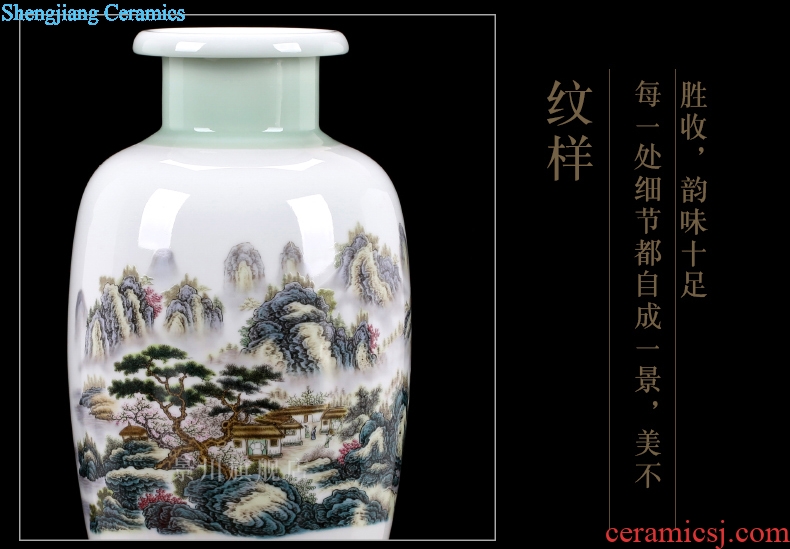 Jingdezhen ceramics landscape painting gourd bottle gourd bottle home furnishing articles mesa of contemporary sitting room adornment is placed