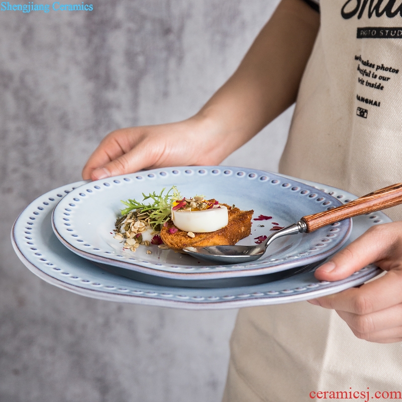 Million jia creative ceramic dish dish home breakfast dish plate irregular steak salad plates plate of lance