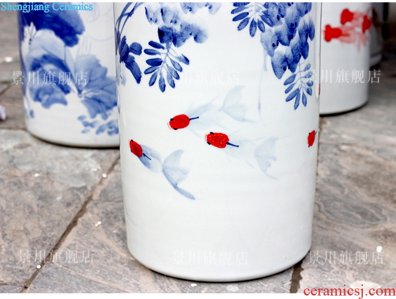 Jingdezhen ceramic vase straight quiver pastel/book tube/cap tube of the sitting room of Chinese style of calligraphy and painting mesa place adorn article