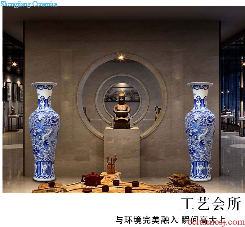 Jingdezhen ceramics hand-painted longfeng sitting room of large blue and white porcelain vase craft supplies large furnishing articles