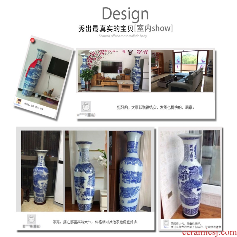 Jingdezhen ceramics of large blue and white porcelain vase, flower arrangement of Chinese style living room office decoration place hotel