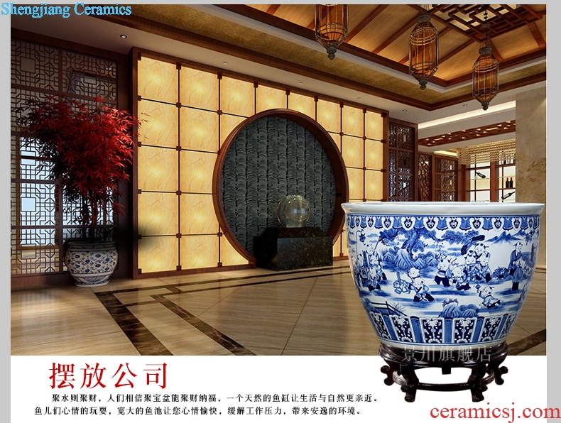 Jingdezhen ceramics aquarium antique hand-painted porcelain the lad tortoise water lily cylinder large sitting room courtyard wind water tanks