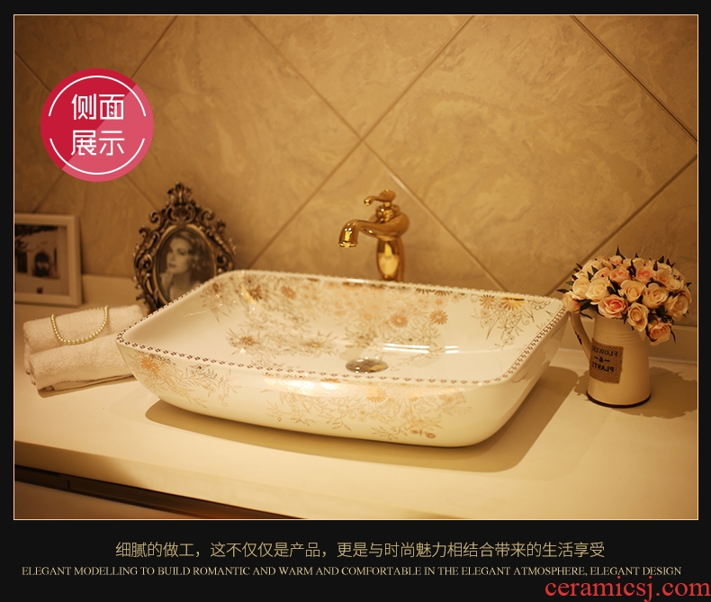 JingYan garden art stage basin European ceramic lavatory basin large rectangle on the sink