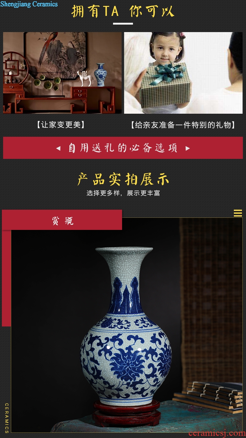 Jingdezhen ceramic vase furnishing articles sitting room flower arranging kiln antique blue and white porcelain vase decoration home decoration restoring ancient ways